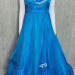 Vintage handmade lace ruffle southern belle retro dress cosplay costume Blue Photo 9