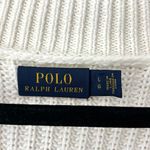 Ralph Lauren Polo  O Lace Striped Sweater Nautical White Navy Blue Chunky Knit Photo 3