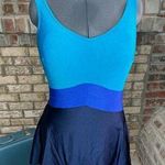 Blair swimsuit swim dress Vintage 1980s one piece colorblocked blue teal aqua black Photo 0