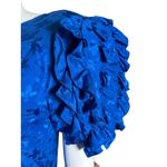 Maggy London Vintage Dress Womens 8 Blue Silk Floral Puff Sleeve Ruffle 80s Photo 2