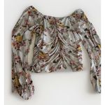 Vtg Y2k‎ Babydoll Top XL Mesh Pink Floral Ruched Faux Wrap Fairy Grunge Coquette Photo 5