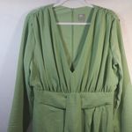 ASOS  DESIGN Plunge Mini Dress with Wrap Drape Skirt Sage Green Size 10 Photo 3