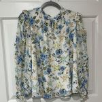Sugar Lips  Blue and Green Puff Sleeve Long Sleeve Blouse Photo 0