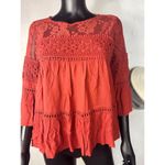 Taylor & Sage shirt with floral prints and lace and crochet Red Sz S Photo 1