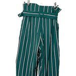 L'Academie L’Academie Stripe Carla Paperbag Pants Green Women’s Size Small Belted Waist Photo 5