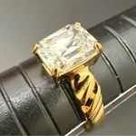 Vintage Signed 925 Gold Over Sterling Silver Emerald Cut Clear CZ Ring Size 8 5g Photo 6