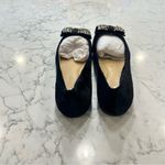 Lands End Black Velvet Studded Bow Slip On Flats Shoes Size 7.5 Photo 4