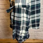 Blue Rain Women's L Green Plaid Top Rayon Cutout Neck casual grungecore Photo 3