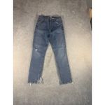 AGOLDE  Nico High Rise‎ Denim Blue Jeans Size 26 Raw Hem Button Fly Distressed Photo 1