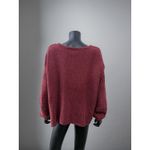 Knox Rose  Women's M Oversized Knit Sweater Boho Crochet Sleeve Burgundy Photo 1