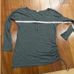 Splendid  Long Sleeve Henley Tunic Top Drawstring Side Olive Green Size Large Photo 6