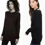 Splendid NWT  Gray Knit Cold Shoulder Tunic Sweater Cashmere Womens Size M Photo 1