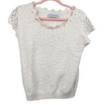 Liz Baker Vintage Knit Top Short Sleeve Cottagecore Blouse Cream Photo 0