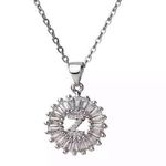 Silver Initial Crystal Pendant Necklace A Photo 0