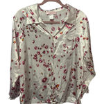 Oscar de la Renta  Floral Satin Blouse - Cream and Red Photo 0