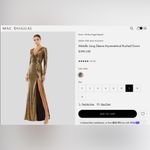 Mac Duggal IEENA  size 12 Gold Metallic Long Sleeve Asymmetrical Gown J1206 Photo 2