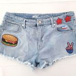 Mossimo Denim Mossimo Target Women's Jean Shorts Distressed Denim High Rise Patches Photo 0