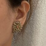 Vintage Unsigned Lieba Filigree Flower Earrings Photo 2