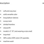 Maurice's NWT‎  Solid cozy lace balloon sleeve top cream size large Photo 1