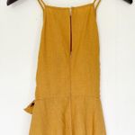 Greylin  Anthropologie Yellow Gold Tied Linen Cropped Wide Leg Jumpsuit Small Photo 5