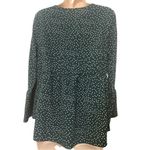 SheIn Dark Green Blouse with White Dots Photo 1