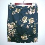J. Crew The Pencil Skirt 4 Mini Skirt in Darkest Navy Roses Workwear Yellow Photo 0