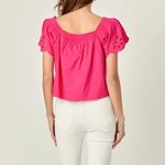 NWT Hyacinth House Hot Pink Eyelet Puff Sleeve Top | S Photo 1