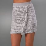 Rebecca Taylor  gray leopard ruched zipper mini skirt LARGE Photo 1