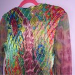 Vintage Origami Size S Mesh Sleeve Blouse Rainbow Psychedelic Pastel Swiftie Pink Photo 6