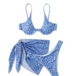 Amazon Blue And White Floral Bikini  Photo 0