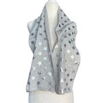 None Gray Star Print Knit Scarf Soft Lightweight Neutral Silver Metallic Warm Winter Photo 5