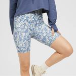 Aerie Offline Floral Crossover High Waist Bike Shorts Blue Small 7 Inch Photo 1