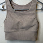 Move Theology Ribbed Longline Sports Bra With Removable Padding Size Small Tan Photo 0