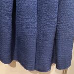 David Meister  Blue Textured Midi Dress Size 2 Side Pockets Belt Made in USA Photo 13