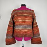 New Crochet Sweater Handmade Crop Multicolor Striped Boat Neck Off Shoulders OS Orange Size M Photo 14