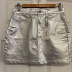 Calvin Klein Jeans NWT  Metallic Silver Denim Style Mini Skirt Photo 0