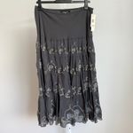 Jones New York Jones New York Woman Steel Gray Silk Embroidered Fairy Maxi Skirt Size 14W NWT Photo 4