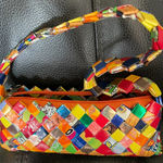 Vintage Y2K Candy Wrapper Shoulder Bag 2000s Trendy Retro Novelty Excellent Condition Vintage Candy Wrapper Colorful Woven Women's Shoulder Bag Excellent Condition Multiple Photo 0