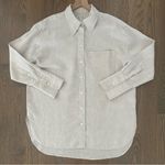 Banana Republic 100% Linen Button Front French Cuff Shirt in Beige Tan Medium Photo 0