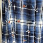 Knox Rose  Plaid Floral Embroidered Button Down Shirt Blue/Multi-XL Photo 2