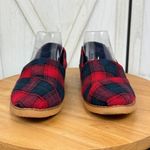 Toms  Tartan‎ Plaid Flannel Alpargata Slip On Flats Shoes Red Blue 9 Photo 3