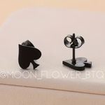 Tiny Black Spade Stud Earrings Photo 3