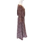 Garnet Hill  Faux Wrap Maxi Dress Brown Stretch Tencel Jersey V Neck Womens Large Photo 2