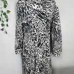 Sergio Hudson Black White Animal Print Strong Shoulder Trench Coat Jacket 3X Photo 1
