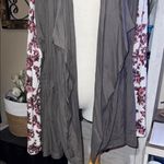 Self Esteem Stylish Gray Cardigan with Floral Sleeves Photo 3