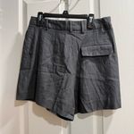 ZARA  Pleated High-Waist Shorts Charcoal Gray Size S Linen-Blend Modern NormCore Photo 2
