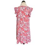 Loft Womens Dress Sz Medium Floral Flutter Sleeves Swing Shift Stretch Pullover Photo 2