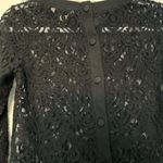 Banana Republic Black All Over Lace Back Button Down Crewneck Blouse XSmall Photo 4