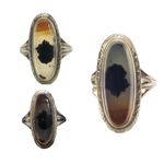10K SOLID WHITE GOLD CABACHON DENDRITE OPAL OVAL SHAPED STATEMENT RING (6.25) Silver Photo 2