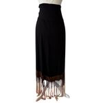 None Western Black Brown Ombre Fringe High Low Jersey Skirt Strapless Dress Size XL Photo 1